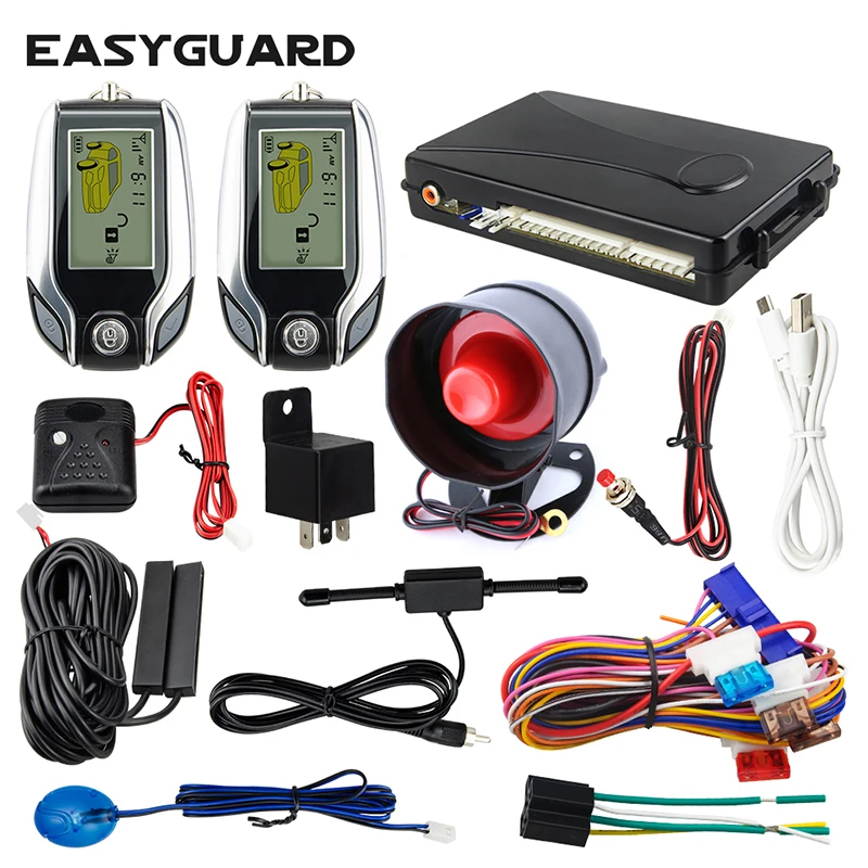 EASYGUARD 2 Way pke Автомобильная сигнализация ЖК-пейджер дисплей Автоматическая блокировка разблокировка безопасности вибрационная сигнализация датчик удара безопасность Универсальный