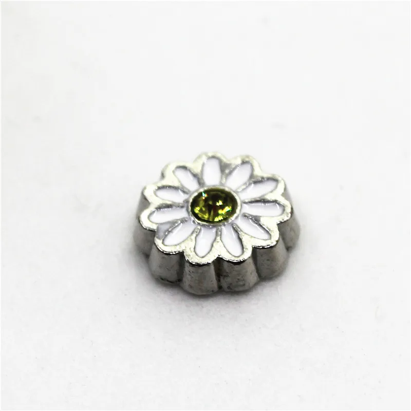 

Hot Selling10pcs/lot Daisy Flowers Floating Charm Floating Charms Living Glass Memory Lockets Diy Jewrlry Floating Charms