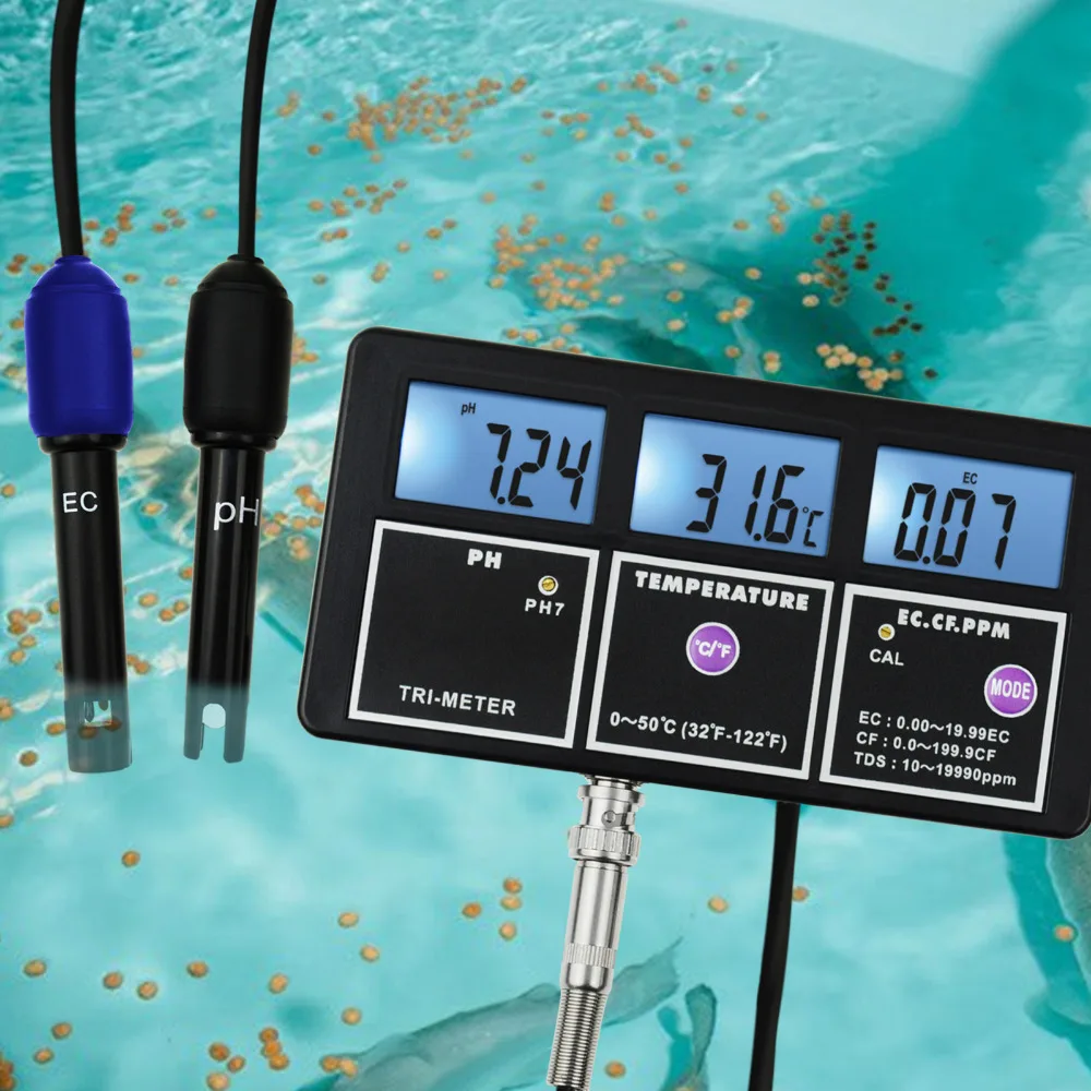 Medidor de Prueba de Temperatura 5 en 1, calidad del agua, multiparámetro, PH, EC, CF, TDS(ppm), acuario, piscina hidropónica, tanque de peces, para beber