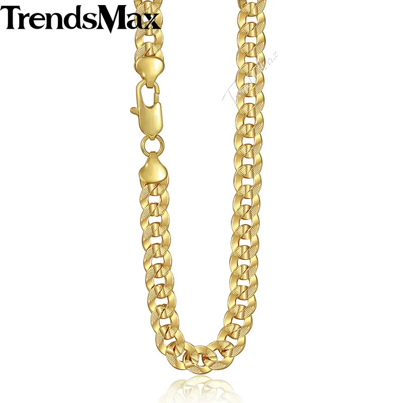 Yellow Gold Trendsmax, мужское ожерелье, 585, розовое золото, серебро, хип-хоп, кантри звено, цепь, ожерелье для мужчин, ювелирное изделие,, Прямая поставка, 9 мм, KGN57 - Окраска металла: Yellow Gold