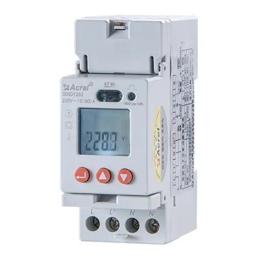 Однофазный счетчик электроэнергии Acrel DDSD1352 для монтажа на DIN рейке ЖК дисплей