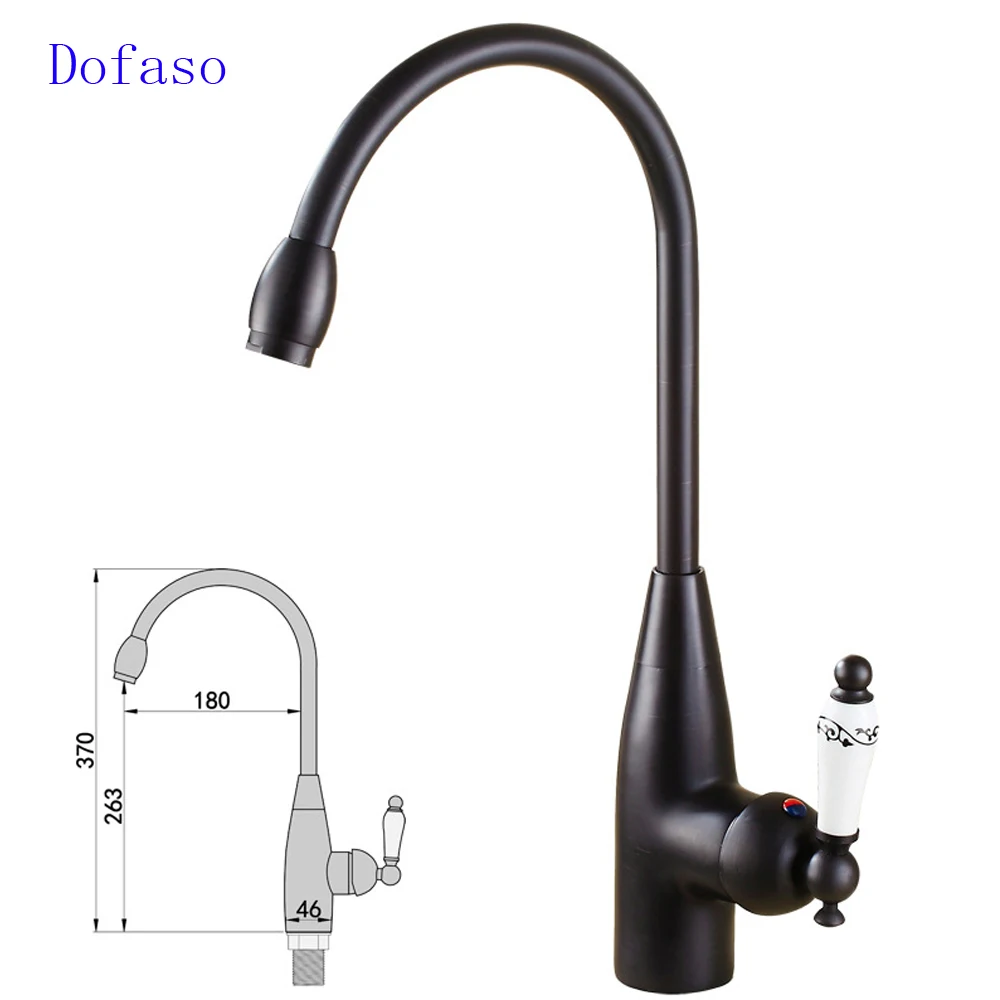 

Dofaso kitchen sink faucet black and Chrome Finish Cold and Hot Water Tap Single Handle Black Antique Brass Faucets Mixer Tap
