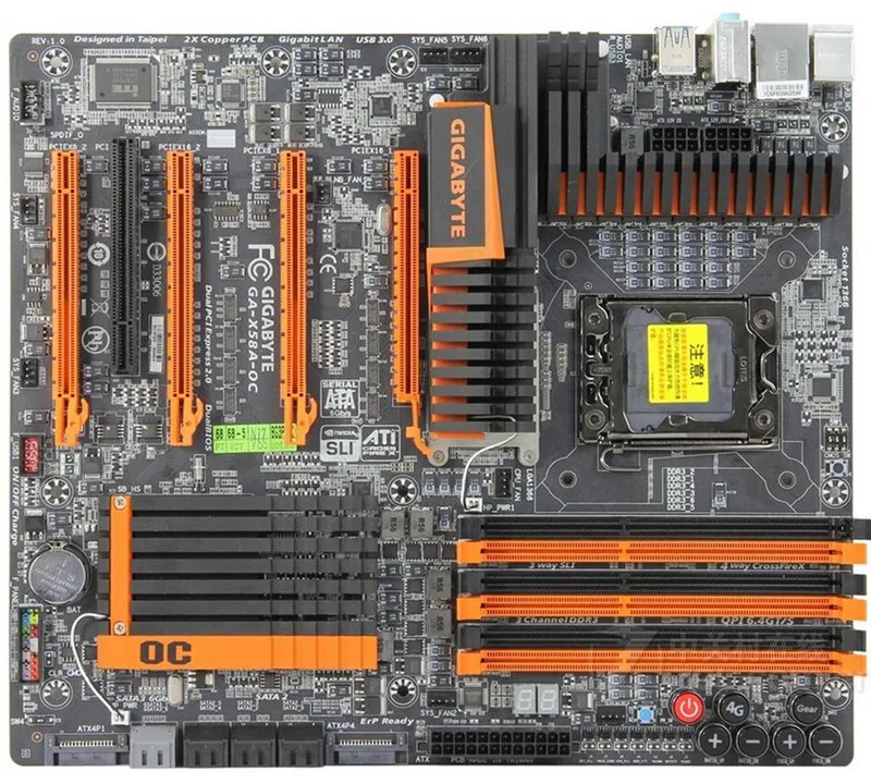 Оригинальная Материнская плата Gigabyte GA X58A OC 1366 pin X58 десктопная материнская с