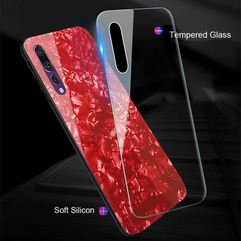 Закаленное Стекло чехол для huawei P20 Lite Pro Роскошный Гибридный задняя крышка