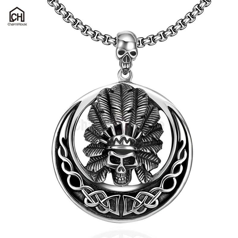 Нержавеющая сталь Цепочки и ожерелья для Для мужчин череп Колье Подвески