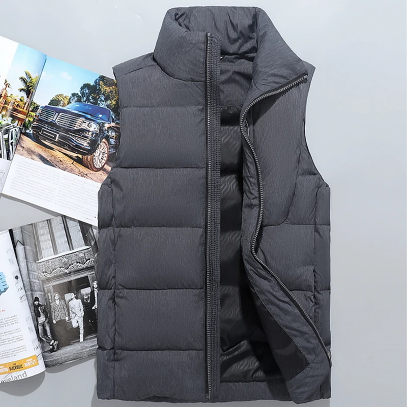 

Mens Winter White Duck Down Waistcoat Male Stand Collar Fashion Down Vest Men High Quality Sleeveless Jacket Outerwear VT-201703