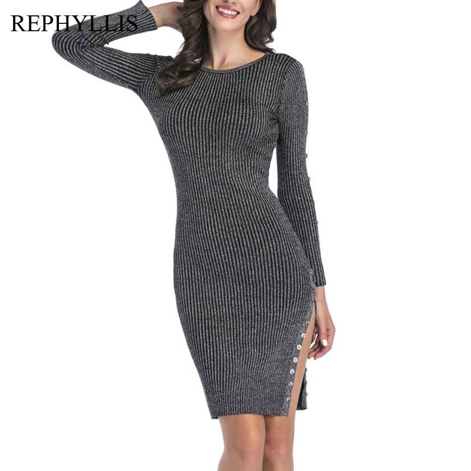 REPHYLLIS для женщин в винтажном стиле С длинными рукавами и круглым вырезом большой