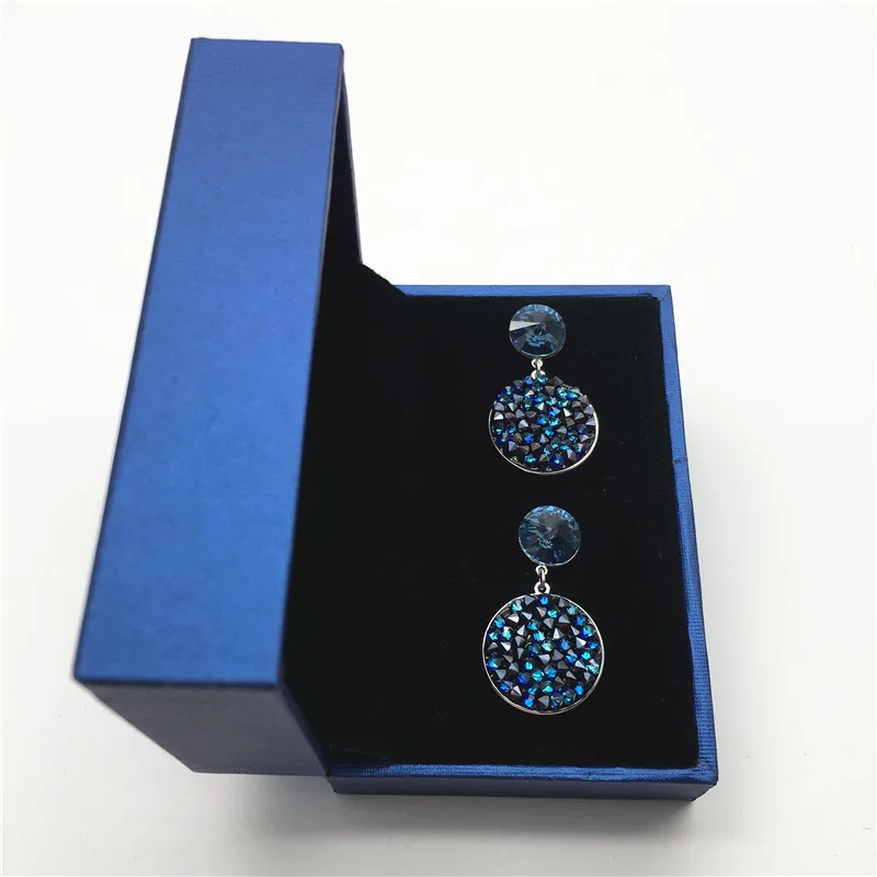 blue with box MS Betti Zhefanku весенние уникальные дизайнерские женские круглые Макси серьги-гвоздики с кристаллами Swarovski для graduataion Вечерние - Окраска металла: blue with box