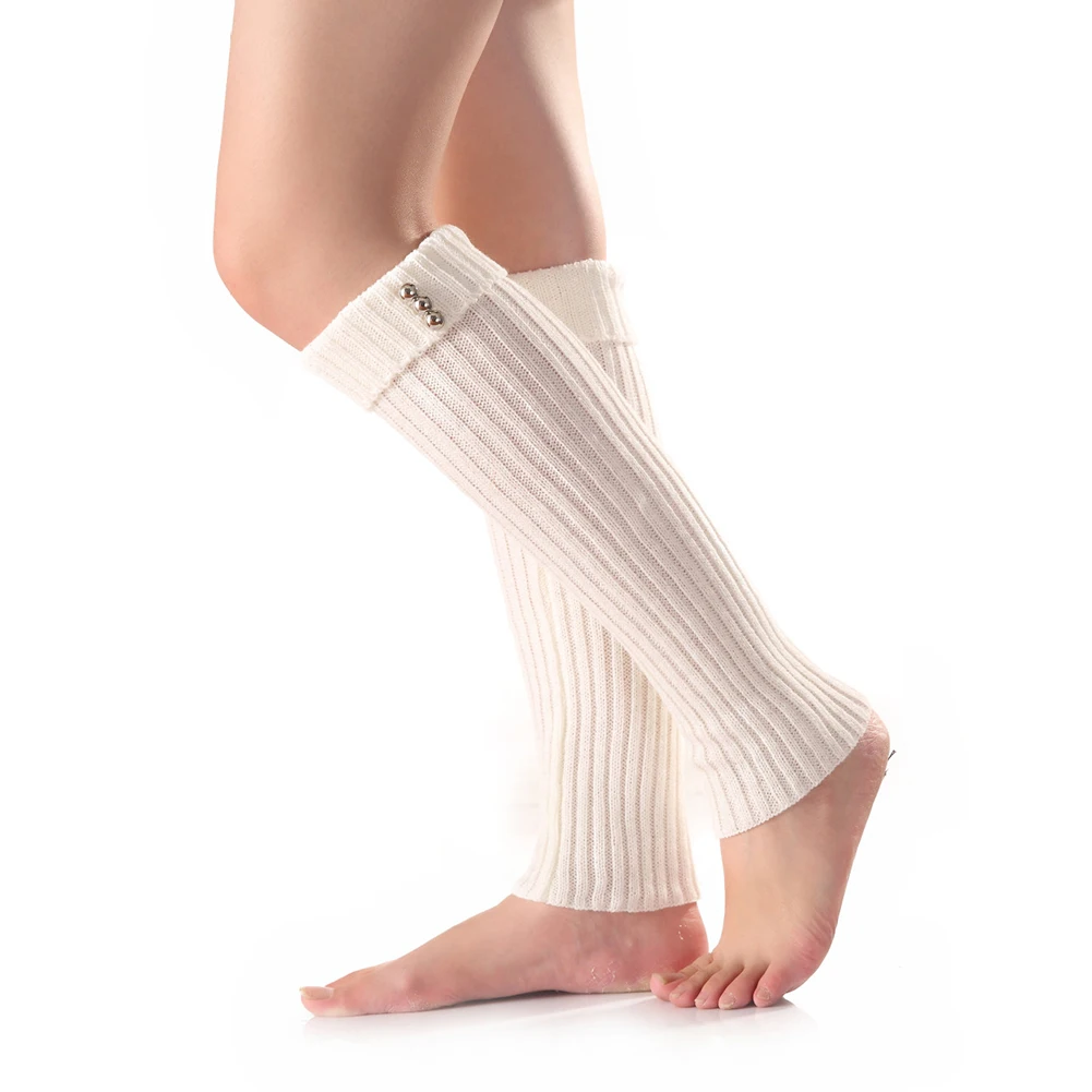 Зимние вязаные гетры без ног с пуговицами Женские однотонные носки|boot socks|knitted leg