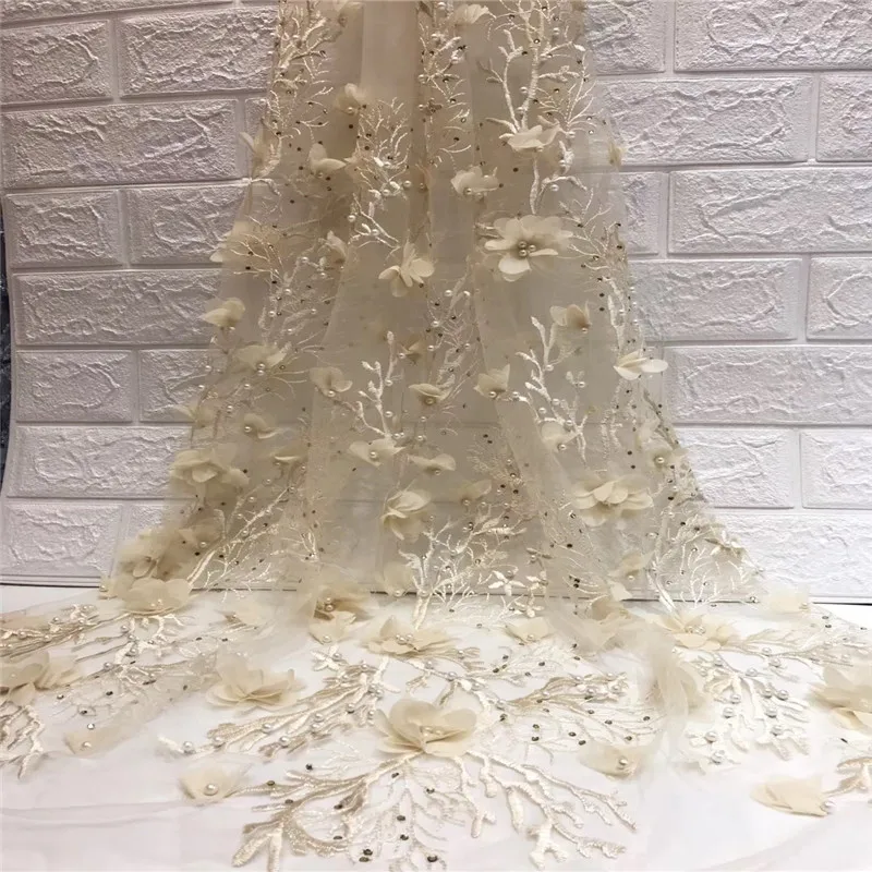 3D цветы Детские розовый вышивка Французский Кружева высокого класса Африканский