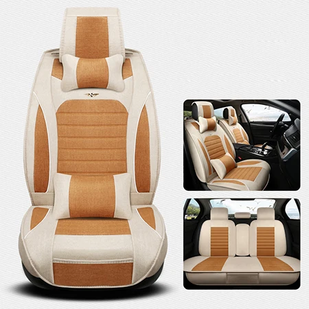 Yellow Luxury Передние+ задние) роскошные льняные универсальные автомобильные чехлы на сиденья для Honda accord 7 8 9 civic CRV CR-V fit vezel jazz аксессуары - Название цвета: Yellow Luxury