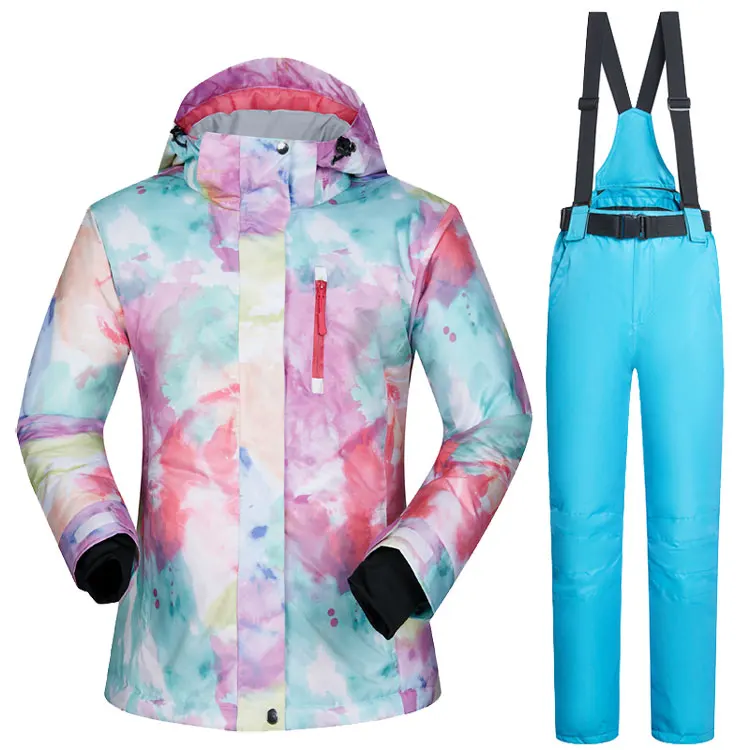 XS And Blue Womens Ski Suit Snowboard Clothes Waterproof Winter Outdoor Snow Ski Jackets And Pants Skiing And Snowboarding Jacket Women - Color: XS And Blue