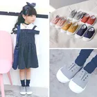 Парусиновые туфли для мальчиков и девочек, мягкая повседневная обувь с резиновой подошвой, черные и белые, SH19024