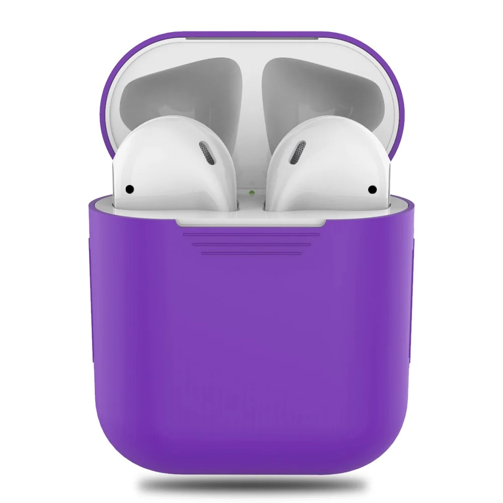 Purple 1 шт ТПУ силиконовый Bluetooth беспроводной чехол для наушников Защитный чехол для Airpods аксессуары для кожи для Apple Airpods зарядная коробка - Цвет: Purple