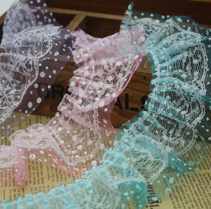 

6cm 25m double layer pleated lace trim wedding decoration lace DIY Crafts