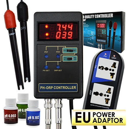PHC-244-EU 2 в 1 цифровой рН и ОВП Redox контроллер с раздельными реле Repleaceable электрод Тип BNC зонд качество воды монитор тестер - Цвет: PHC-244-EU