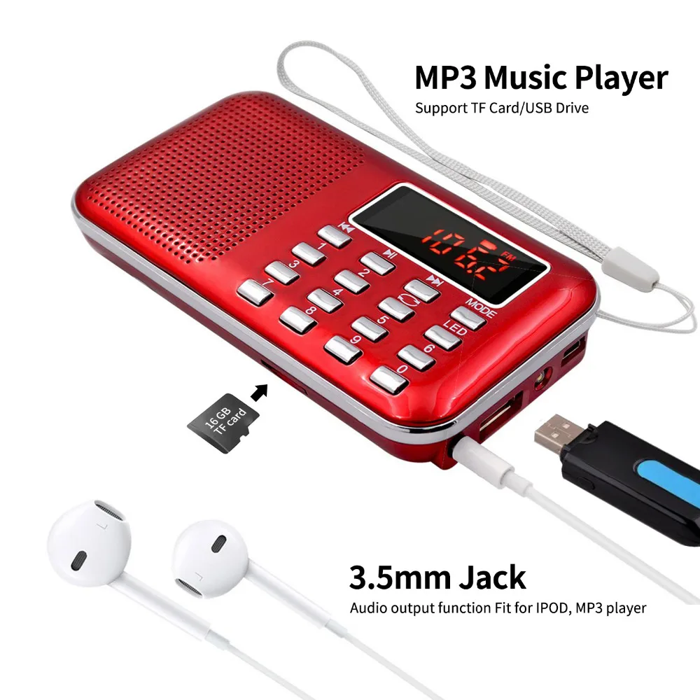 AM FM Portable Transistor Radio MP3 Music Player Light and Ultra Thin Support Micro TF Card USB Flash Light|transistor radio|am fm portable radiofm