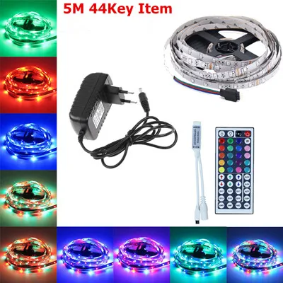 44Key RGB Set RGB СВЕТОДИОДНАЯ лента SMD 2835 DC 12 В 60 Светодиодный s/m водонепроницаемый гибкий диодный ленточный светильник+ 44key музыкальный Bluetooth WiFi контроллер - Испускаемый цвет: 44Key RGB Set
