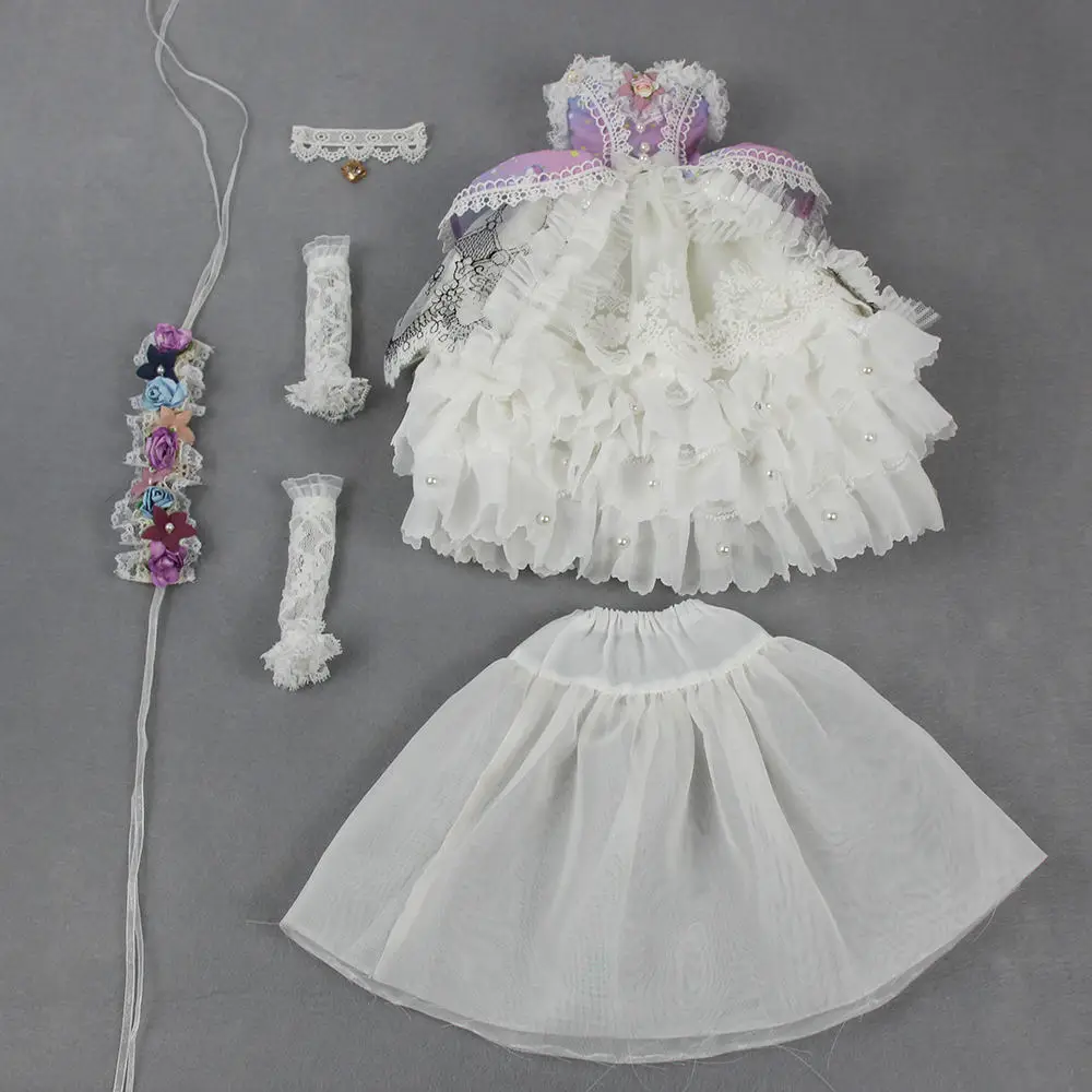 like the picture 1/4 BJD фиолетовое платье с единорогом, включая украшение для волос и ожерелье, платье для вашей куклы - Цвет: like the picture