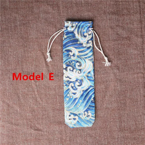Model E 50 шт./лот, соломенные сумки 7*25 см, Портативная сумка, палочки для еды, ложка, посуда, сумка, портативные карманы, многоразовая металлическая соломинка, сумка - Цвет: Model E