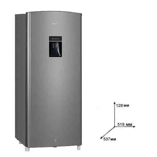 Холодильник NO FROST HIBERG RF-23DS, обьем 185 л, класс энергоэффективности А, НТО 21 л, однодверный, отделение для овощей и фруктов, подставка для яиц, высота 128 см, диспенсер для охлажденной воды на фасаде, замок