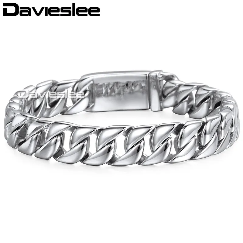 Davieslee мужской браслет с цепочкой из нержавеющей стали 316L браслеты для мужчин серебристого и золотого цвета никогда не выцветшие 11 мм 20 см DLHB139