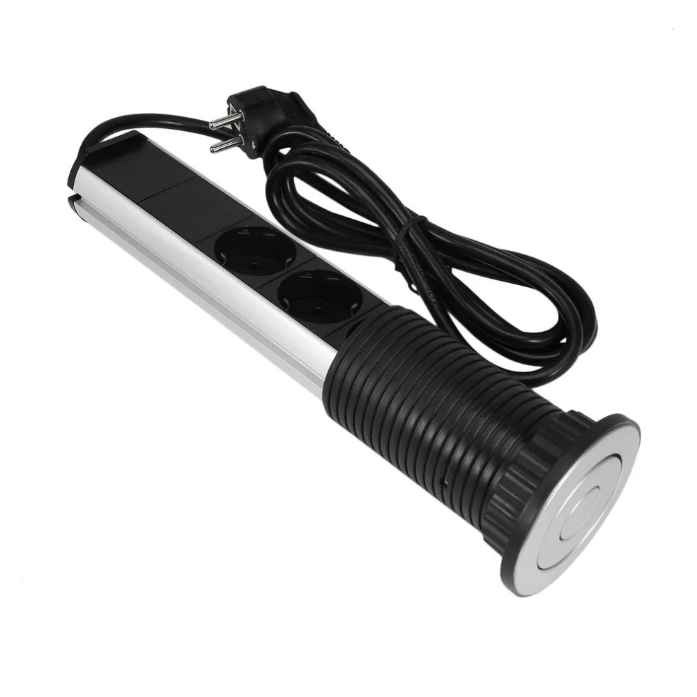 Высокое качество Выдвижной Стол розетка электрическая 3 штепсельная вилка с 2