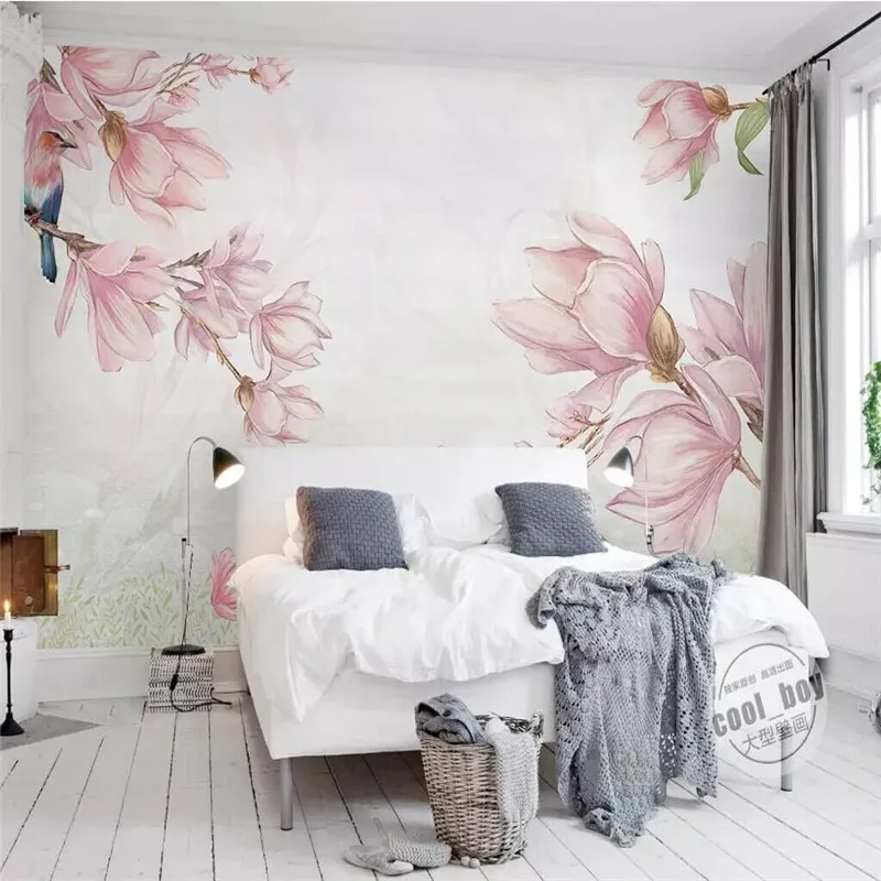 Fashion hand-painted magnolia elegant background wall professional production wallpaper mural poster photo background wall professional 10x20ft hand painted column arch scenic muslin photo backdrop background customized service size photos