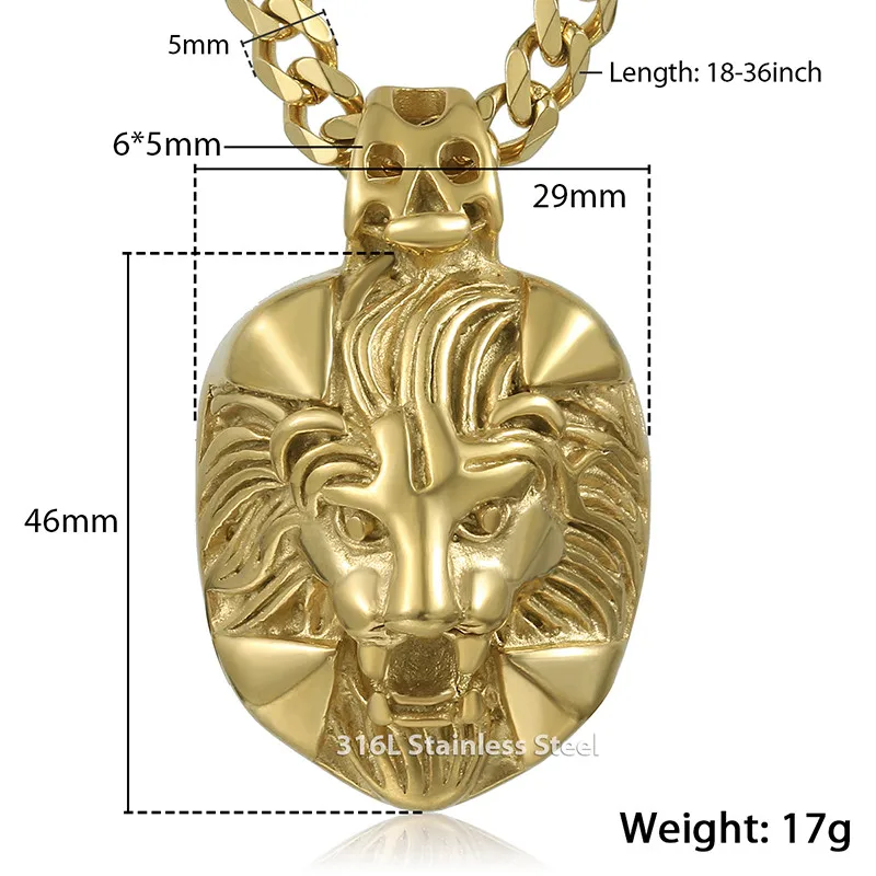 Цепочка с подвеской в виде льва нержавеющая сталь 316L|pendant necklace|lion pendantnecklace men |