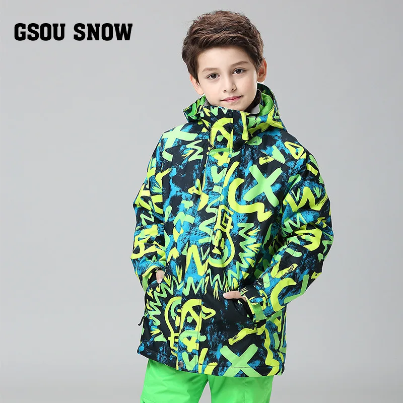 2019 GSOU зимняя Лыжная куртка для мальчиков сноуборда ветрозащитная