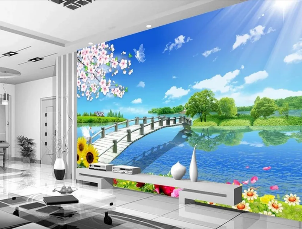 Пользовательские 3d фотообои пастырской пейзаж Сельский росписи ТВ диван фон