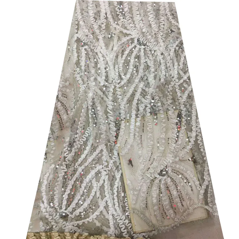 High Quality Nigerian 3D Wedding Lace Fabric Gold Latest African Laces 2018 French Net With Sequins for Dress F851-1 | Дом и сад