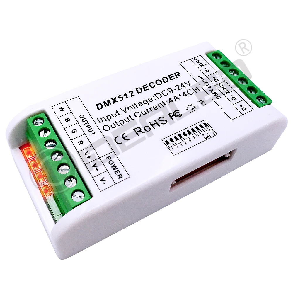 3 Channel RGB Controller RGBW DMX decoder 4 Channel DMX512 Decoder DMX dimmer driver for DC12V-24V RGB RGBW strip lights