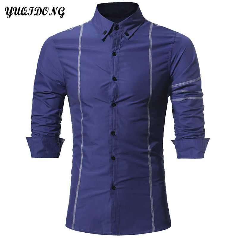 Camisa masculina Мода 2017 г. брендовая мужская рубашка с длинными рукавами Топы