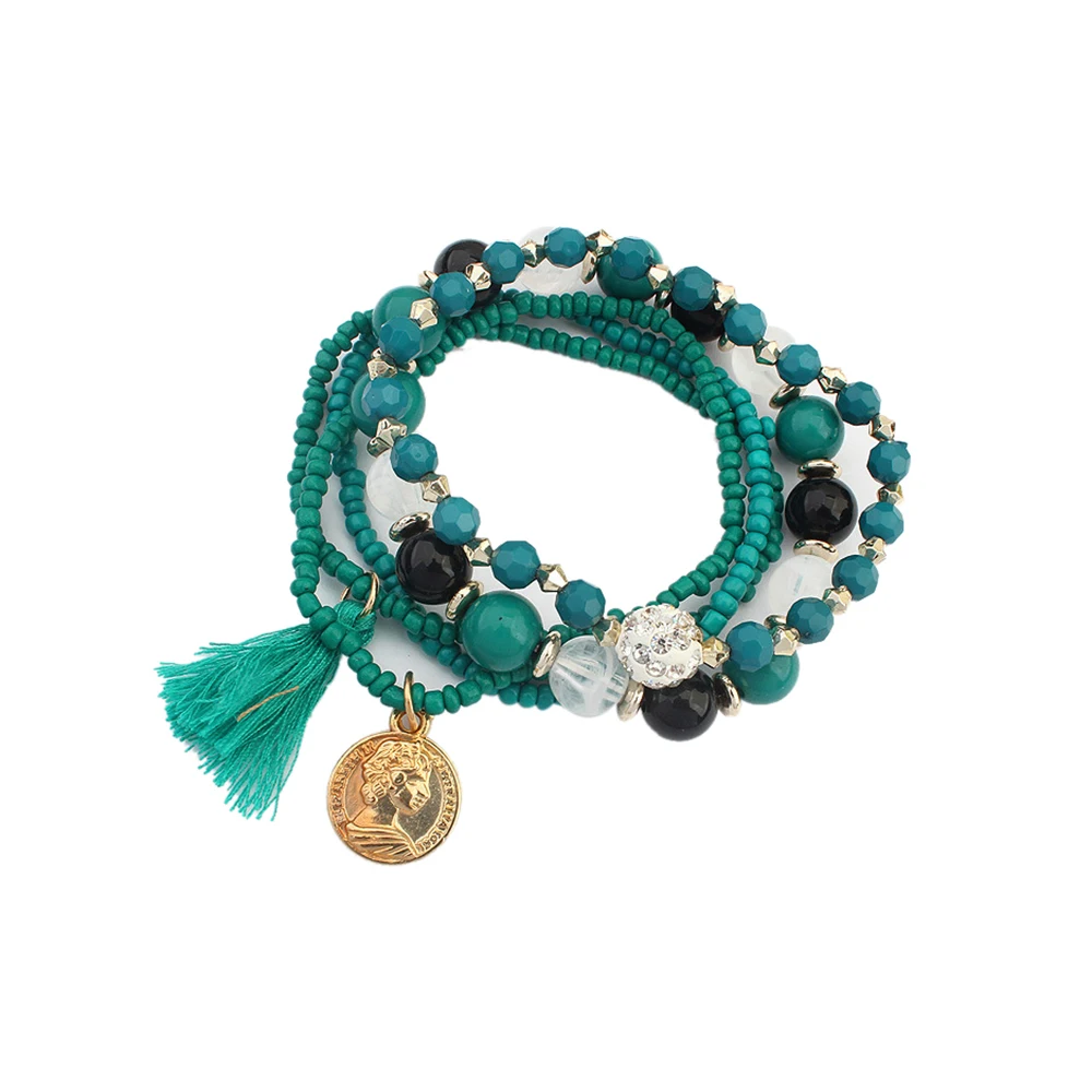 Женские браслеты с подвесками lureme богемные кристаллами и натуральным камнем