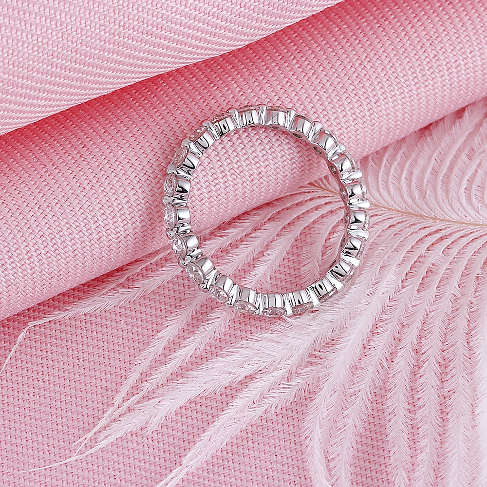 DovEggs Chic 14K 585 белый золотой полная Вечность Обручальное кольцо с 2 мм лабораторные