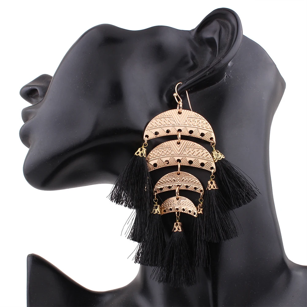 Boho Кисточки из бахромы крюк для люстры мотаться себе Серьги Для женщин Модные