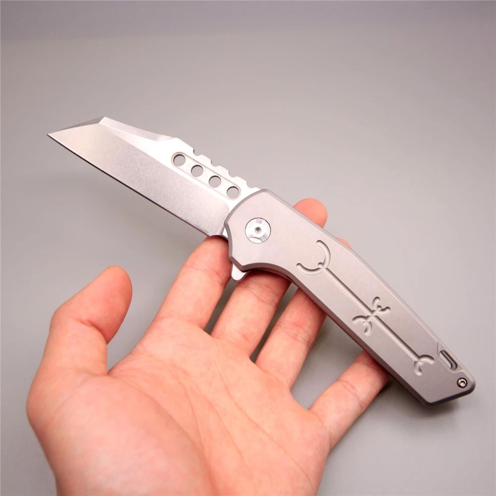 Тотем быстро складывающийся d2 stonewash лезвие титановая матовая ручка охотничьи
