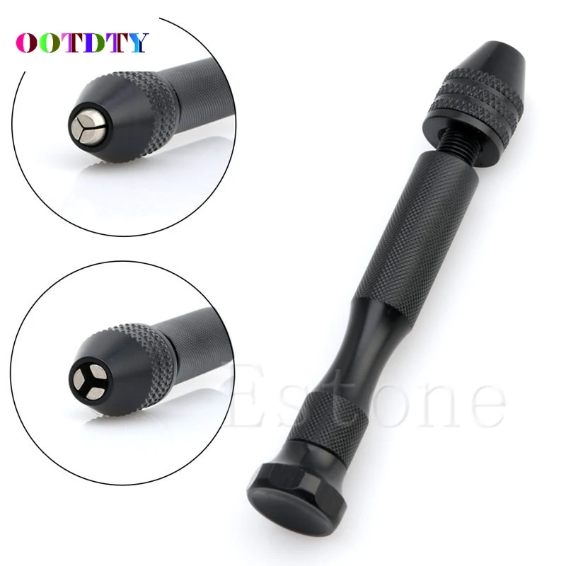

OOTDTY Portable 0.3mm-3.2mm Mini Manual Aluminum Hand Drill Chuck Twsit Micro Drill Bit Tools