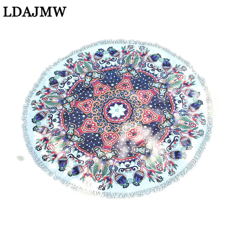 LDAJMW Latest Style Fashion Round Beach Towel With Tassel Microfiber Picnic Blanket Tapestry | Дом и сад