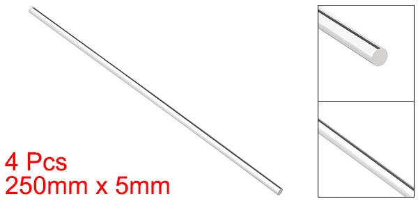 5mmx250mm Uxcell 4 шт 3 мм x 250 мм/5 мм x 250 мм/6 мм x 250 мм/8 мм x 8 мм x 250 мм прозрачный Твердый акриловый круглый/квадратный стержень PMMA бар для дома прочный - Цвет: 5mmx250mm
