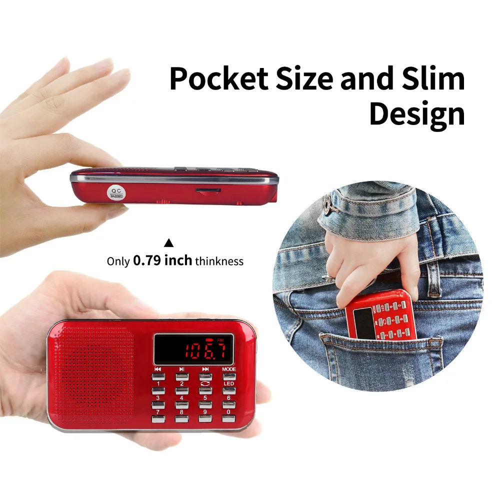 AM FM Portable Transistor Radio MP3 Music Player Light and Ultra Thin Support Micro TF Card USB Flash Light|transistor radio|am fm portable radiofm