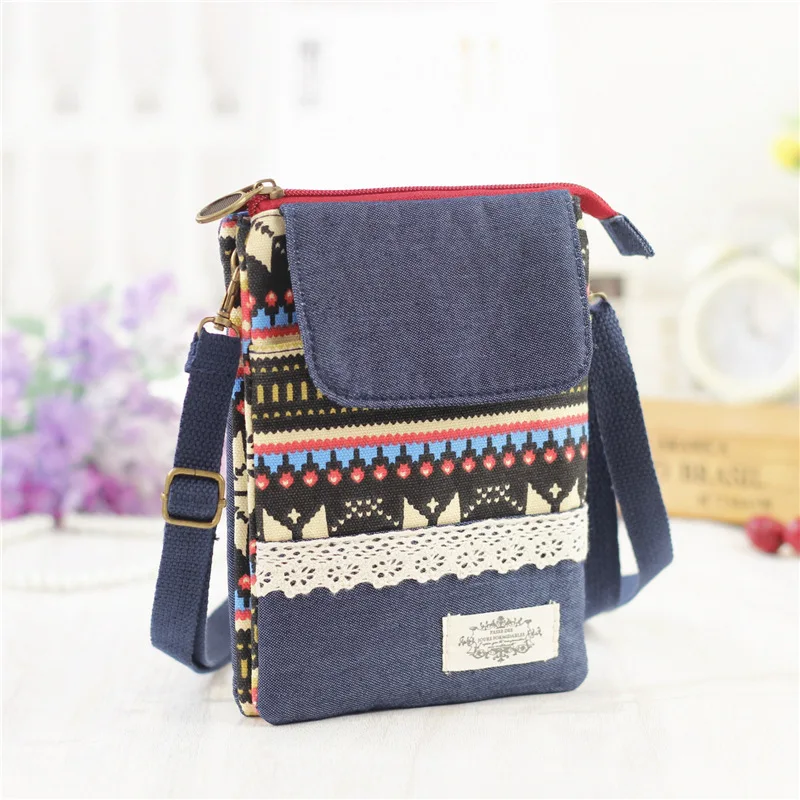 longmiao Women National Coin Purse Clutch Flower Printed Mini Messenger Bags Phone Pouch Girls Multi Pocket Organizer Bag | Багаж и сумки