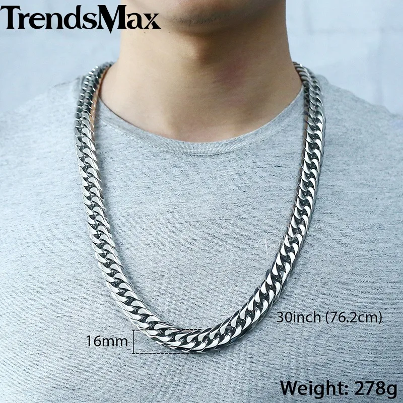 Trendsmax, хип-хоп, со льдом, проложенные стразы, кубинская цепочка, Мужская цепочка, 316L, нержавеющая сталь, золото, серебро, KHNM22 - Окраска металла: HN110 Silver