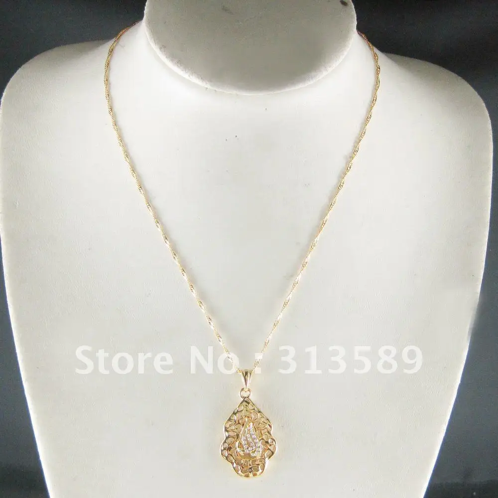 Foromance - YELLOW GOLD GP OVERLAY 18&quot NECKLACE&ampMUSLIM ALLAH GOD PENDANT CZ STONE/Great Money Maker | Necklace