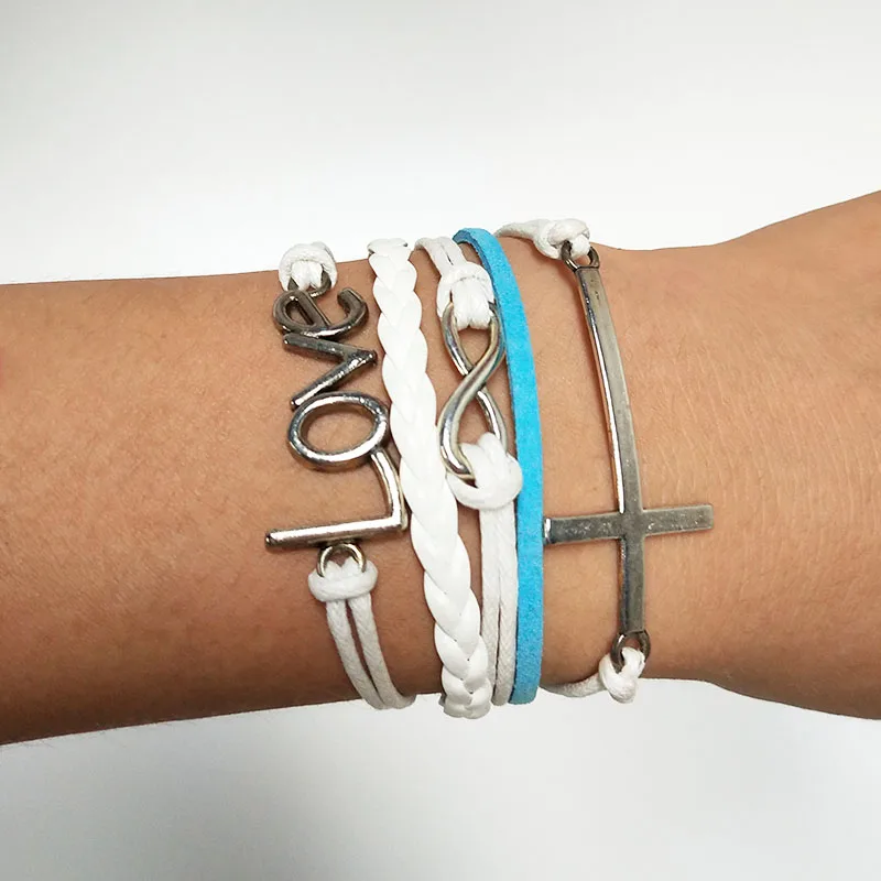 LELX Antique Bird Charm Leather Bracelet Various Style &amp LOVE Anchor Charms Infinity Bracelets Wholesale Jewelry | Украшения и