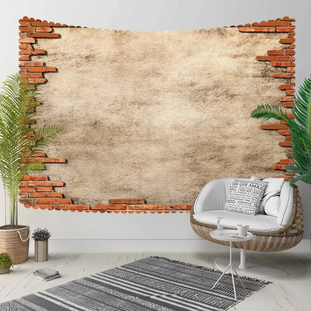 

Else Brown Brick Stones Aging Vintage Wall 3D Print Decorative Hippi Bohemian Wall Hanging Landscape Tapestry Wall Art