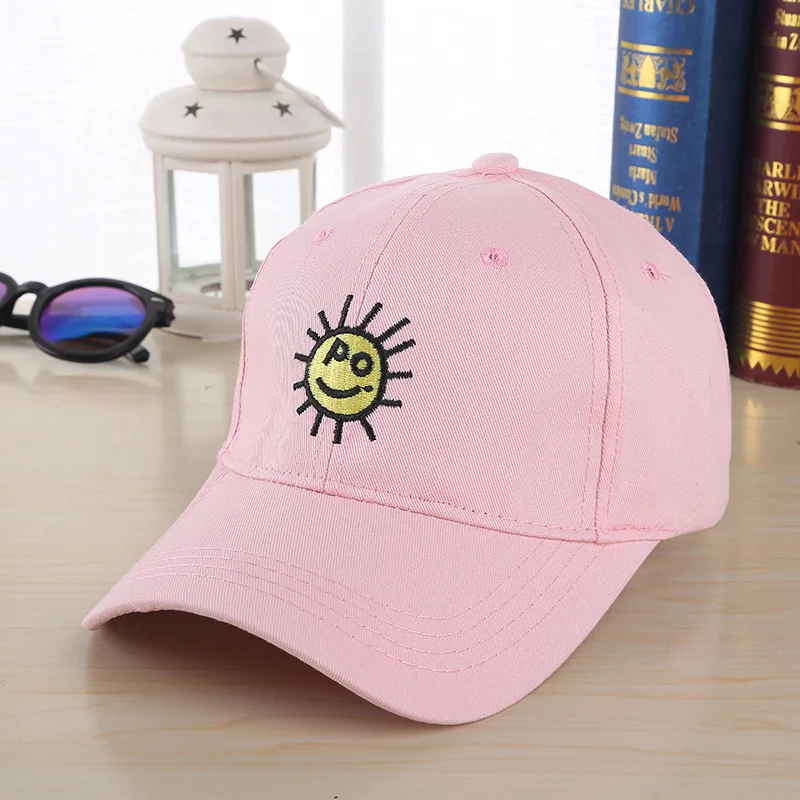 Лето Snapback Кепки Для женщин мода мультфильм улыбка Защита от солнца Вышивка