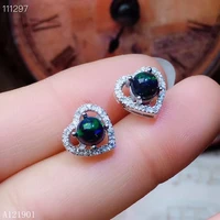 kjjeaxcmy boutique jewelryar supporting detection of 925 pure silver mosaic natural black opa female ear nails