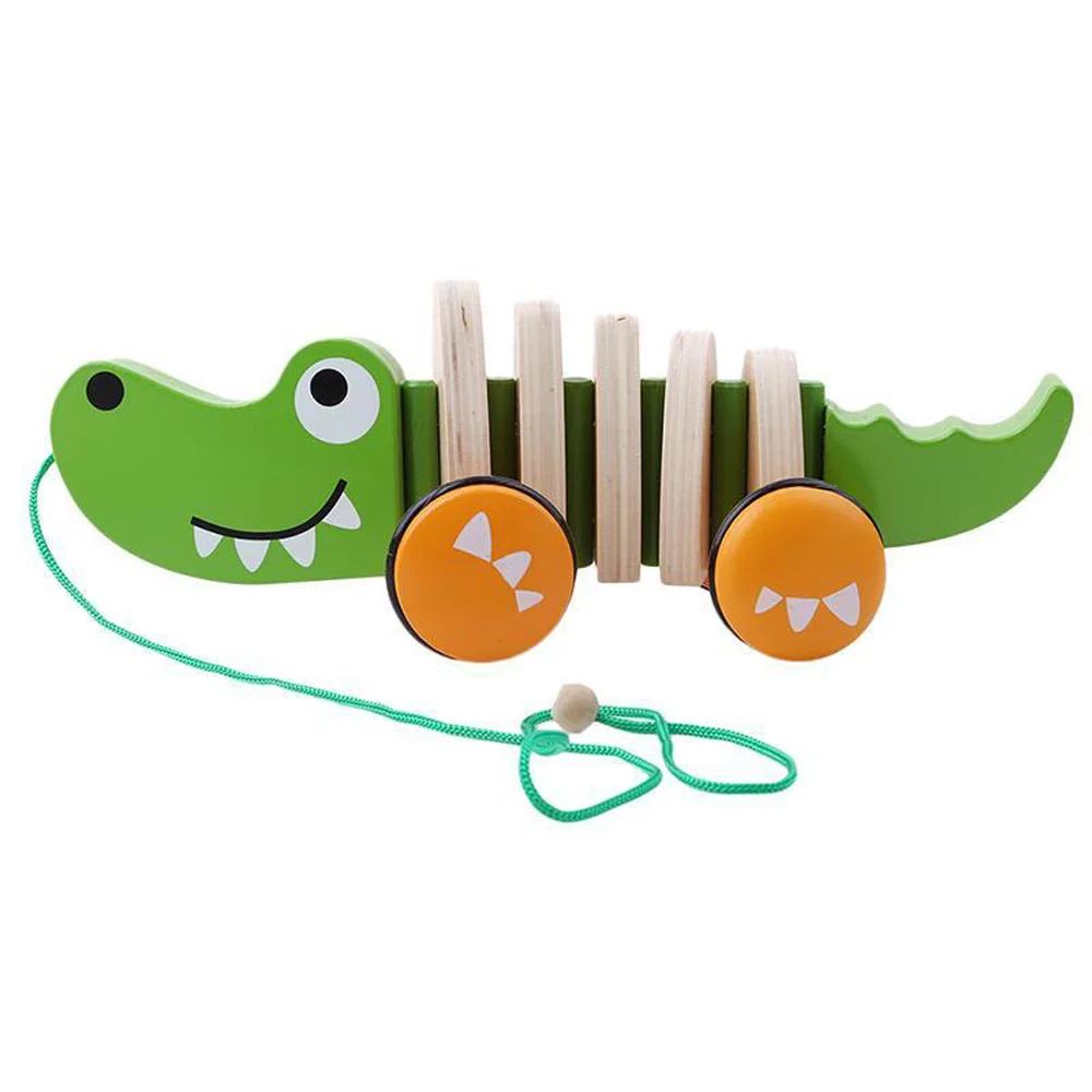 Милые Нетоксичные Деревянные Push & Pull Игрушка Ходить Крокодил Для Детей Дети